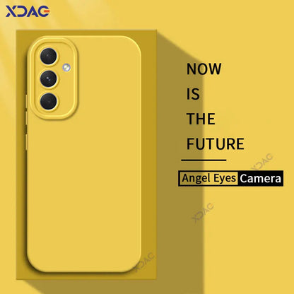 Luxury Angel Eyes Phone Case for Samsung Galaxy A54 5G Square Liquid Silicone Back Cover SamsungA54 360 Shockproof Fashion Coque