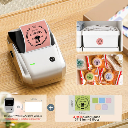 Niimbot B1 Wireless Thermal Label Printer Food Tag Barcode Price Small Business 20-50mm Print Width Label Machine for Home