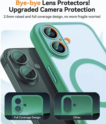 For Magsafe Luxury Armor Shockproof Case For iPhone 16 15 14 13 Pro Max Plus Magnetic Wireless Charge Cover Matte Translucent PC