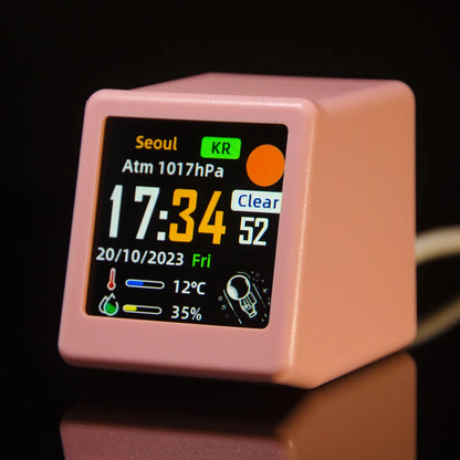 GeekMagic Super Cool Mini WiFi Desktop Weather Digital Clock Station with IPS LCD Screen Gadget for Decoration