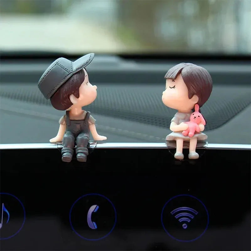 Cute Ornaments Couple Action Figurines Balloons For Car Dashboard Decoration Car Decoration Cute Cartoon Couples Action Ornament