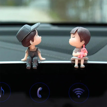 Cute Ornaments Couple Action Figurines Balloons For Car Dashboard Decoration Car Decoration Cute Cartoon Couples Action Ornament
