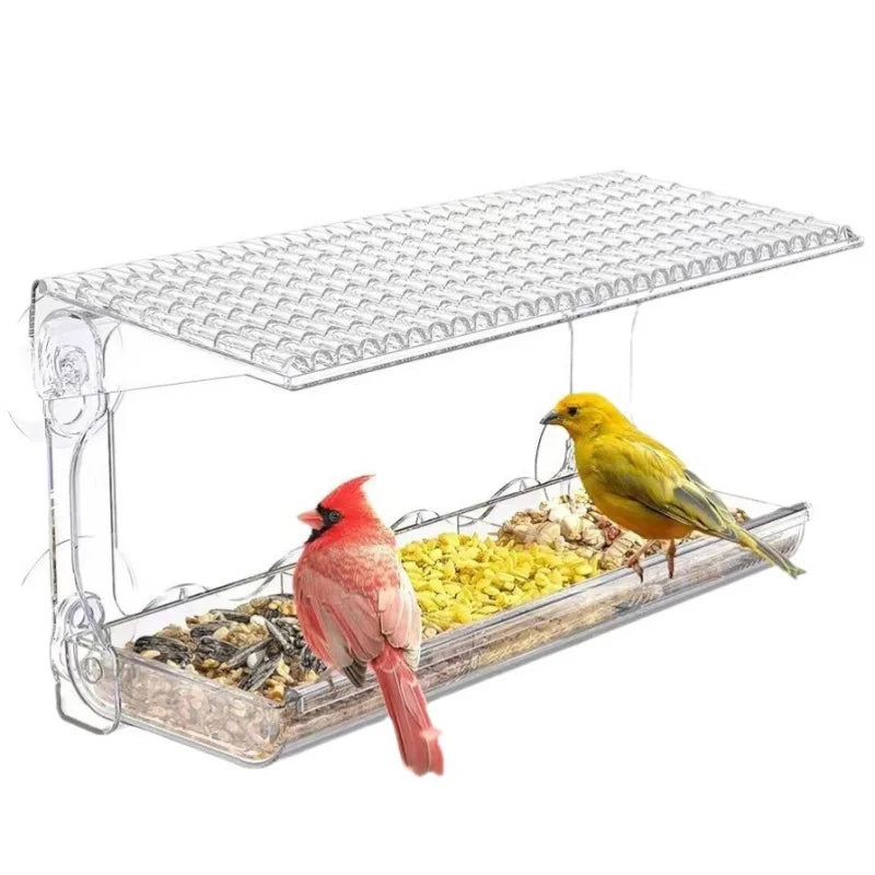 Window Bird Feeder Outdoor Transparent with Strong Suction Cup Automatic Feeding Leak-Proof Design Courtyard Balcony Bird Feedin