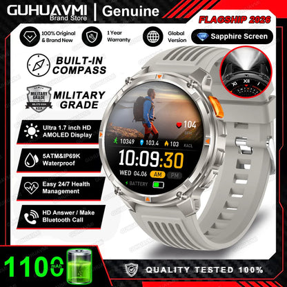 2026 New T-Rex3 Pro 1100mAh Battery Smart Watch GPS path 5ATM Waterproof Sports Run tracker Outdoors Compass Military Smartwatch