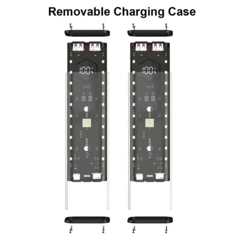 DIY Shell 4* 21700 Transparent Power Bank Holder Portable External Battery Pack with LED Display for iPhone Samsung Android