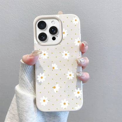 Phone Case For IPhone 17 Air 16E 11 12 14 13 15 16 17 Pro Max IPhone17 Cute Flowers Floral Love Heart Silicone Leather PU Cover