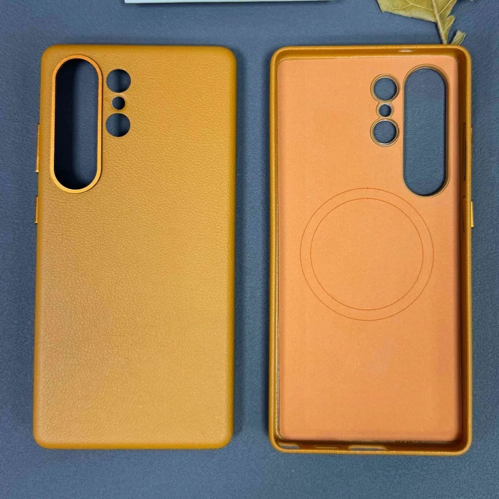 High Quality Drop Proof Leather Phone Case For Samsung Galaxy S25 Ultra Invisible Strong Magnetic Charging Protect Cover Fundas