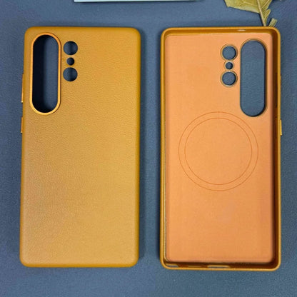 High Quality Drop Proof Leather Phone Case For Samsung Galaxy S25 Ultra Invisible Strong Magnetic Charging Protect Cover Fundas