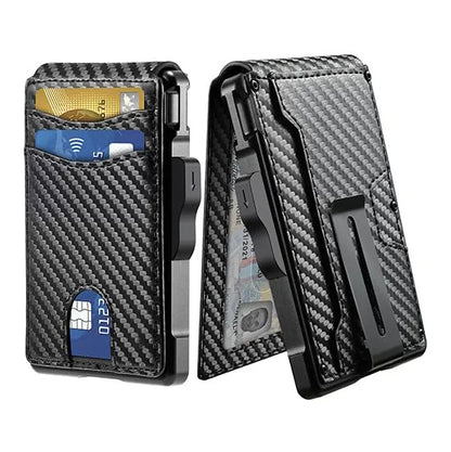 Minimalist Wallet EDC Tactical Slim PU Leather Credit Card Holder RFID Blocking Bifold Smart Wallets with Money Clip for Men