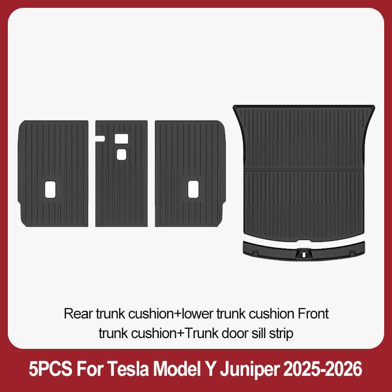 For Tesla New Model Y Juniper Premium/Performance 2025+ TPE Floor Mats Luggage Mat Wear-resistant Foot Pads ModelY Trunk Mats