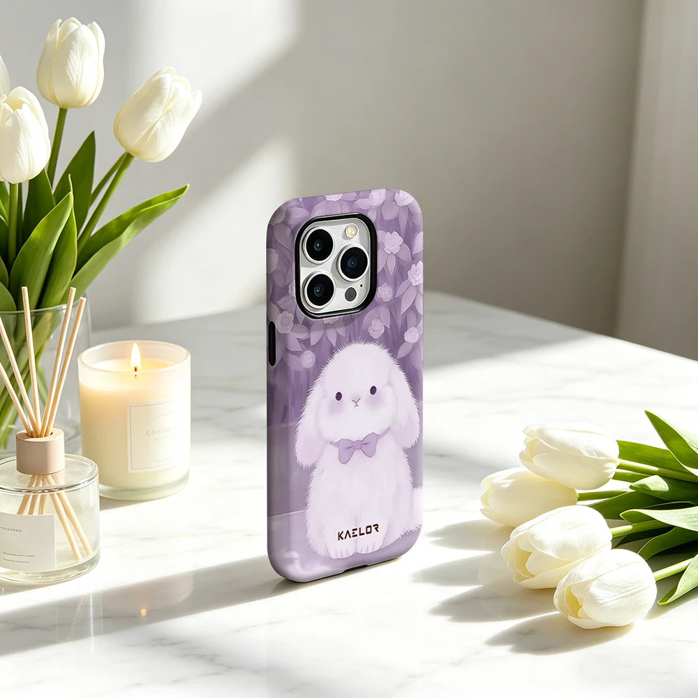Purple Tone Stripe Heart Bumper Case Dual Layer for iPhone 17 16 15 14 Plus 13 Pro Max Shockproof Hard PC Cover