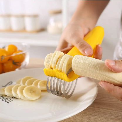 Banana Slicer, ABS + 304 Stainless Steel Fruit Salad Peeler Cutter Kitchen Tools For Banana, Hotdog, Strawberry, Cucumber