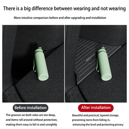 For Tesla Model Y Juniper 2026 2025 Trunk Side Storage Box Rear Trunk Organizer Flocking Mat Partition Anti-dirty Accessories