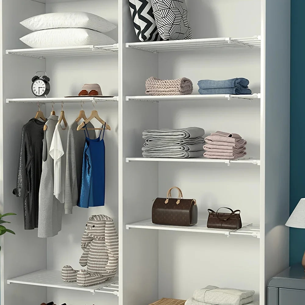 1pc Adjustable Storage Rack Without Drilling Floating Rack Divider, Used for Storage, Space Saving, Wall Mounted Wardrobe System