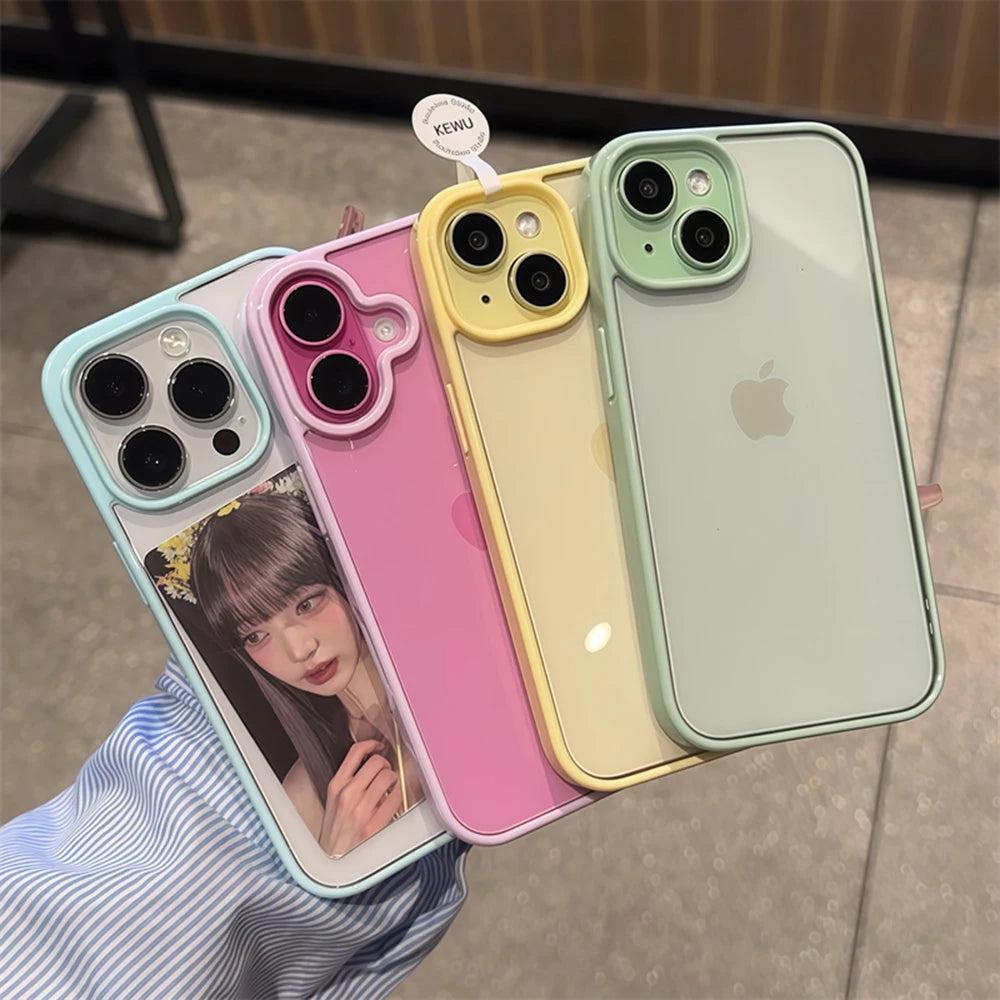 Luxury Clear Candy Color Case  For iPhone 17 Air 16 15 14 13 12 Pro Max Plus Clear Acrylic Bumper Protection Cases Cover