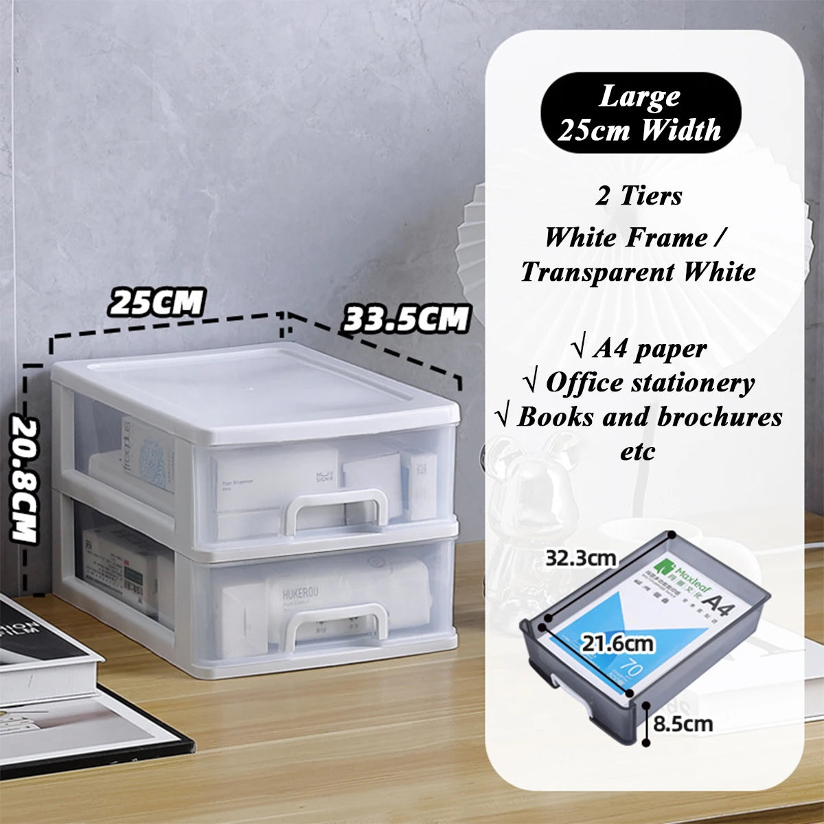 Clear Desktop Storage Box with Drawer Heightened Table Organizer Plastic Office storage cabinet  for Stationery cosmetics