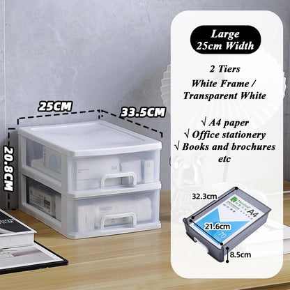 Clear Desktop Storage Box with Drawer Heightened Table Organizer Plastic Office storage cabinet  for Stationery cosmetics