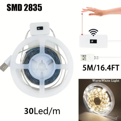USB 60 LED Strip Lights DC 5V Smart Dimmer Gesture Sensor Switch Control Backlight Tape TV Lamp LED Lights for Room Home Decor