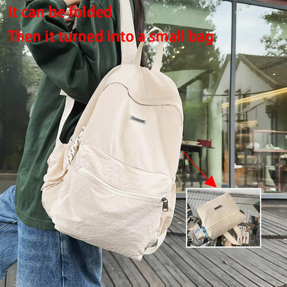 2025 New Foldable Backpack for Women, Large Capacity Backpack, Simple Korean Version Computer Backpack