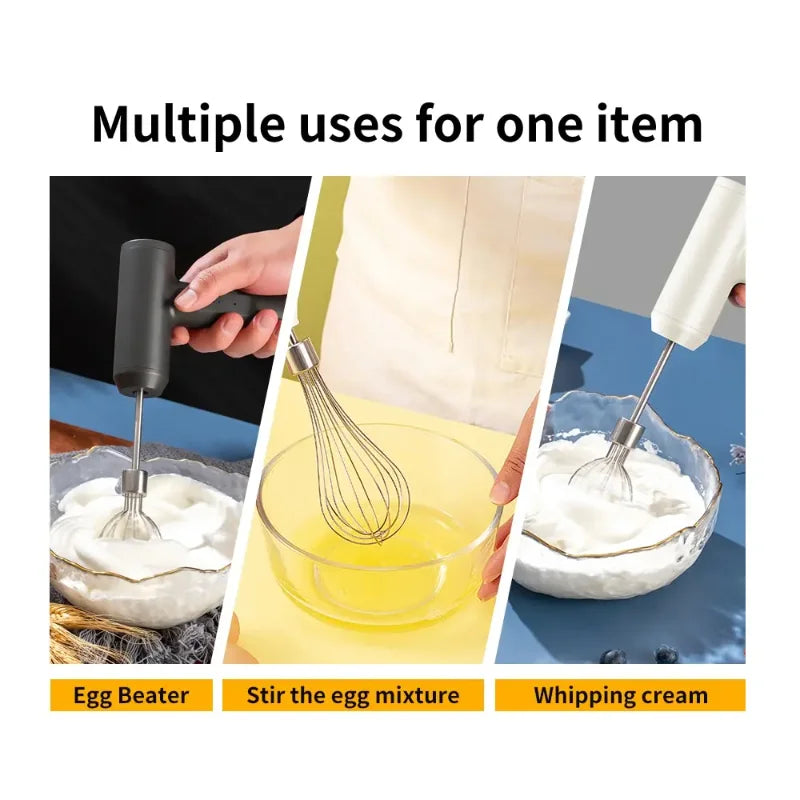 Portable 3-Speed Wireless Electric Hand Mixer, Egg Beater for Baking Dough, Cake, Cream Blender Kitchen Tool