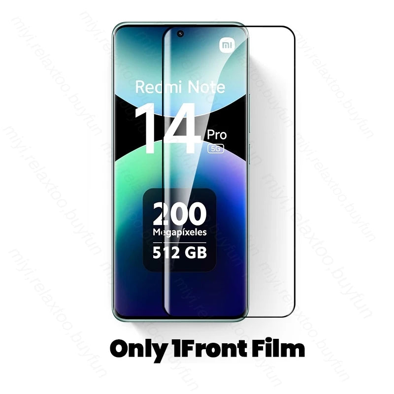 Note14Pro 5G 4G Glass 8To1 9D Curved Screen Protector Camera Glass For Xiaomi Redmi Note14 Note15 Pro Not 14 15 Pro+ Pro Plus 5G