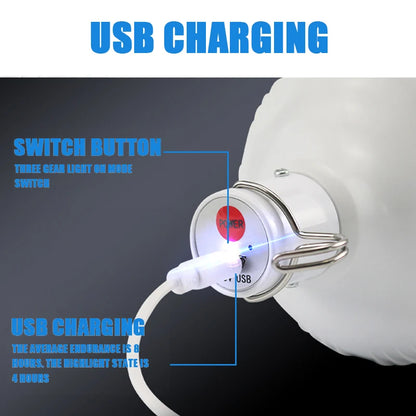 1-8pcs Portable Outdoor Camping Lights USB Rechargeable Lamp LED Emergency Bulb Hook High Power Tents Lantern Night Lights Bulb