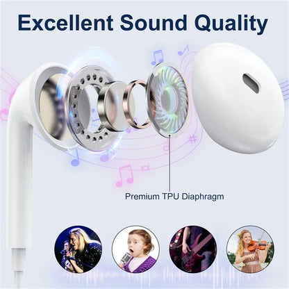 Original Wired Lightning Earphones For Apple iPhone 14 13 12 11 Pro Max Mini X XS XR X 7 8 6 Plus SE 2020 Headphones Accessories