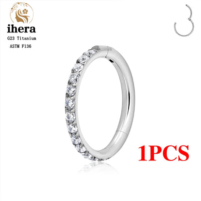 1/10PCS G23 Titanium Nose Rings – Septum Clicker, Cartilage, Tragus, Helix Earrings, 16G 18G CZ