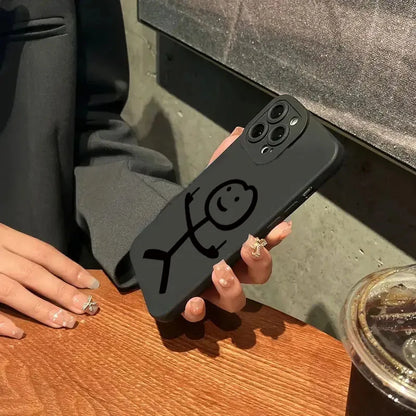 Cute Cartoon Matchman Matte Silicone Phone Case For iPhone 16 11 12 13 14 15 17 Pro Max XR XS X 7 8 Plus SE2 16E Soft Back Cover