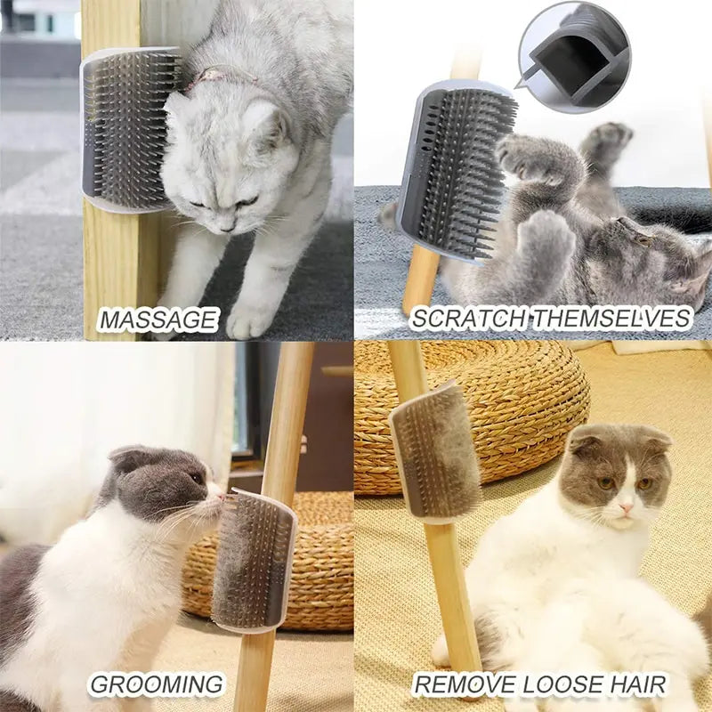 Cat Corner Grooming Brush & Removable Scratcher Comb
