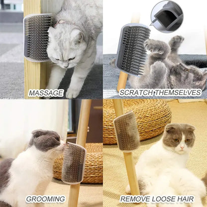 Cat Corner Grooming Brush & Removable Scratcher Comb