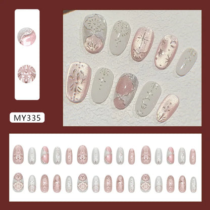 24pcs Romantic Y2k Star Press On Nails Gradient Blue French Style Gold Moon Designs Fake Nail Sweet Almond False Nails For Women
