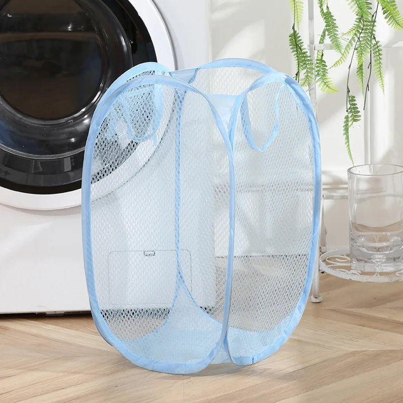 Foldable Hand-Held Laundry Basket Dirty Clothes Storage Grid Basket Household Organizer for Clothes Home Storage Toy Basket