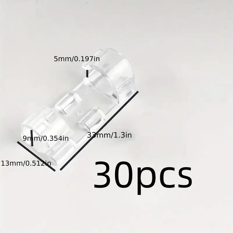 30pcs Clear Plastic Cable Clips Adhesive Cord Holders Transparent Wall & Desk Cable Management Wire Organizers