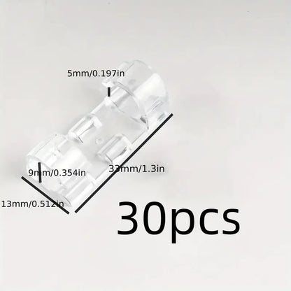30pcs Clear Plastic Cable Clips Adhesive Cord Holders Transparent Wall & Desk Cable Management Wire Organizers