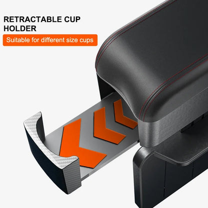 Car Armrest Box Center Console Storage Organizer Liftable Adjustable with Cup Holder Universal Fit Auto Interior Accessories