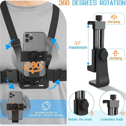 Phone Chest Strap Mount Belt for Iphone 14 Holder Mobile Smartphone for GoPro Hero 13 12 11 10 9 DJI Action Camera Live Shooting