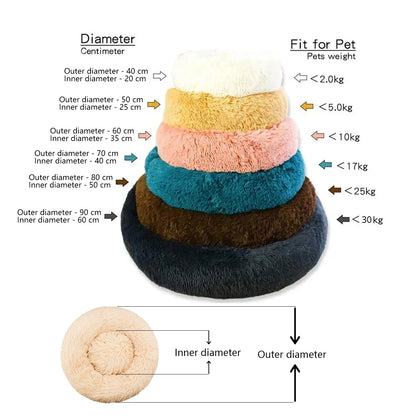 40-90cm 6 Sizes Round Pet Bed for Large Dog Bed Super Soft Cat Bed Plush Dog House for Medium Dog House Winter Warm Sleeping
