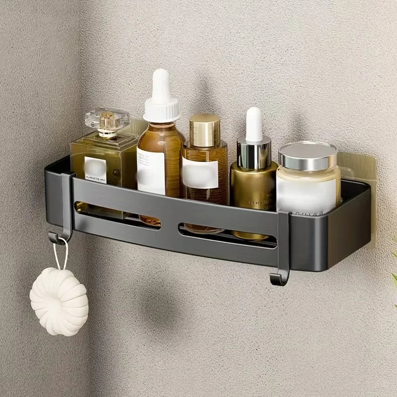 1pc Non-Drill Aluminum Bathroom Storage Rack - Wall Mounted Corner Rack Used For Storing Bathroom Shampoo Shower Gel Cosmetics