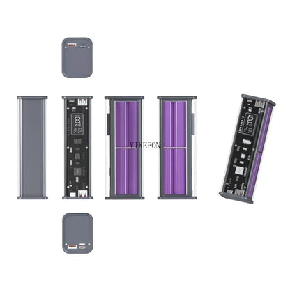 22.5W DIY Battery Charger Power Bank Case Transparent PD Fast Charging Case For 8PCS 18650 Polymer 20000mAh Battery Charging Box