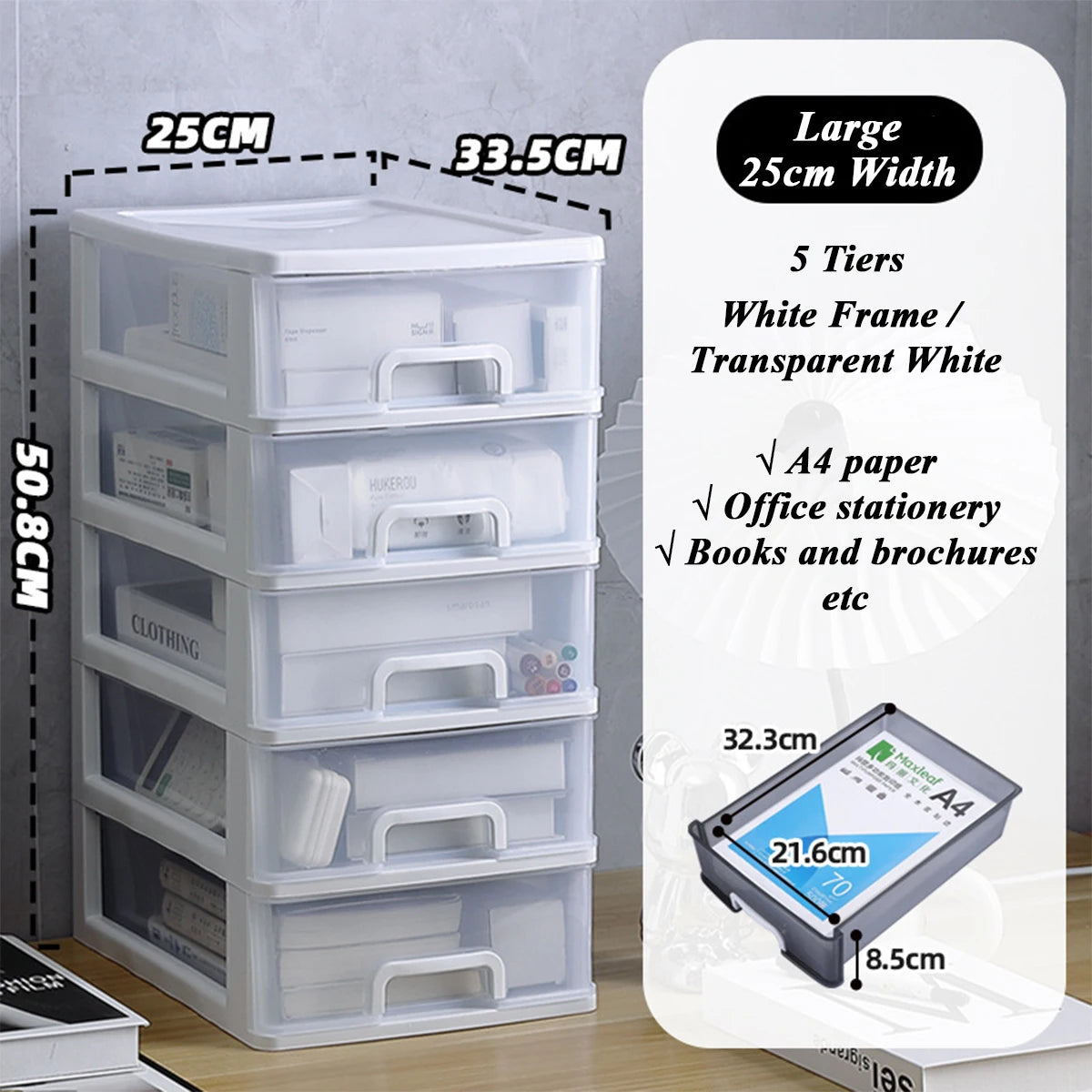 Clear Desktop Storage Box with Drawer Heightened Table Organizer Plastic Office storage cabinet  for Stationery cosmetics