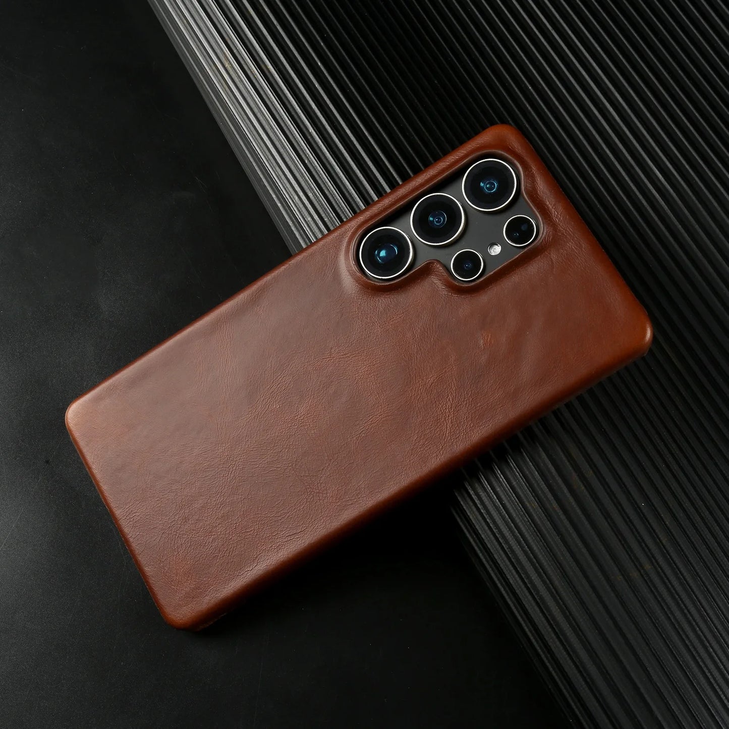 Natural Cowhide Genuine Leather Case For Samsung Galaxy S25 Ultra S26 S24 S23 S22 S21 Business Protective Back Cover Phone Cases