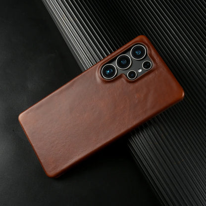 Natural Cowhide Genuine Leather Case For Samsung Galaxy S25 Ultra S26 S24 S23 S22 S21 Business Protective Back Cover Phone Cases