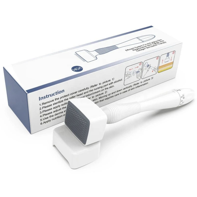 Derma Stamp 140A  Microneedling Face Roller Massager Adjustable Titanium Needle Length Skincare Beard Growth Scalp Hair