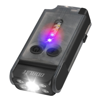 BORUiT V30 900LM UV LED EDC Flashlight Type-C Rechargeable Power Bank Work Light with Magnetic Buzzer Camping Pocket Lantern