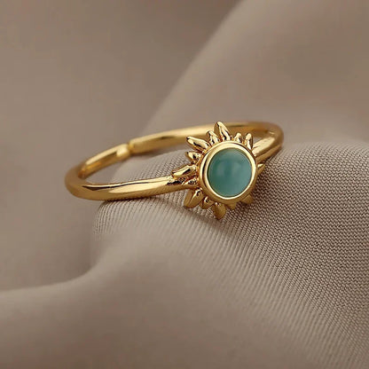 Stainless Steel Heart Ring for Women – 18K Gold Plated, Zircon Inlay, Vintage Waterproof Wedding Jewelry Gift