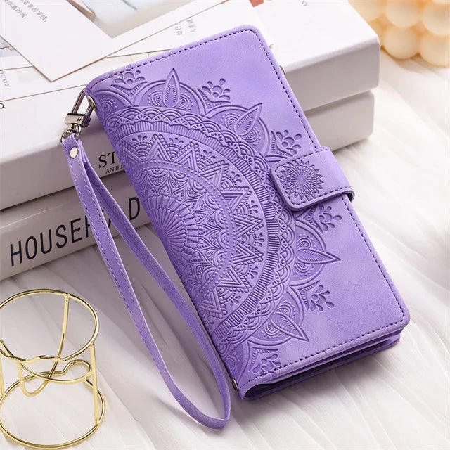 Leather Flip Case For Samsung Galaxy S26 S25 S23 S24 Ultra S22 S21 Plus S20 FE + Note 20 10 9 Card Wallet Embossing Phone Bag