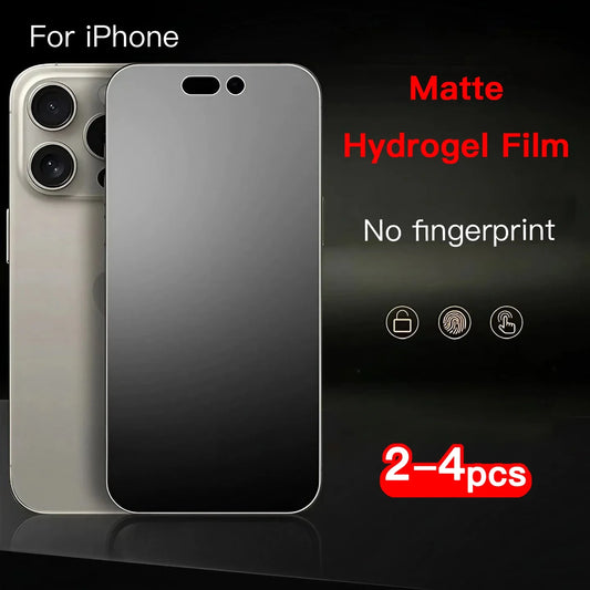 2-4PCS Matte Hydrogel Film For iPhone 17 16 15 14 13 12 Pro Max Plus No Fingerprint Film For 17 Pro Screen Protector