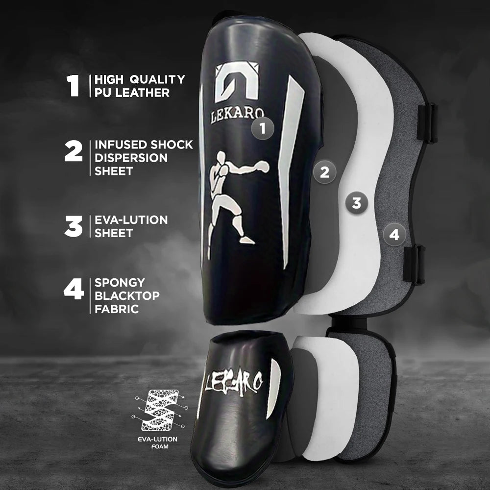 Lekaro Adult Professional Fighting Leg Guards Boxing Shin Guards Fighting Protective Gear Instep Protection Fighting Equipment
