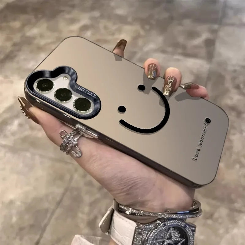 For Samsung Galaxy S26 S25 S24 S23 Ultra S22 Plus S21 FE Case Color Silver Smile Cheeks Cover For A57 A37 A17 A56 A55 A25 Funda